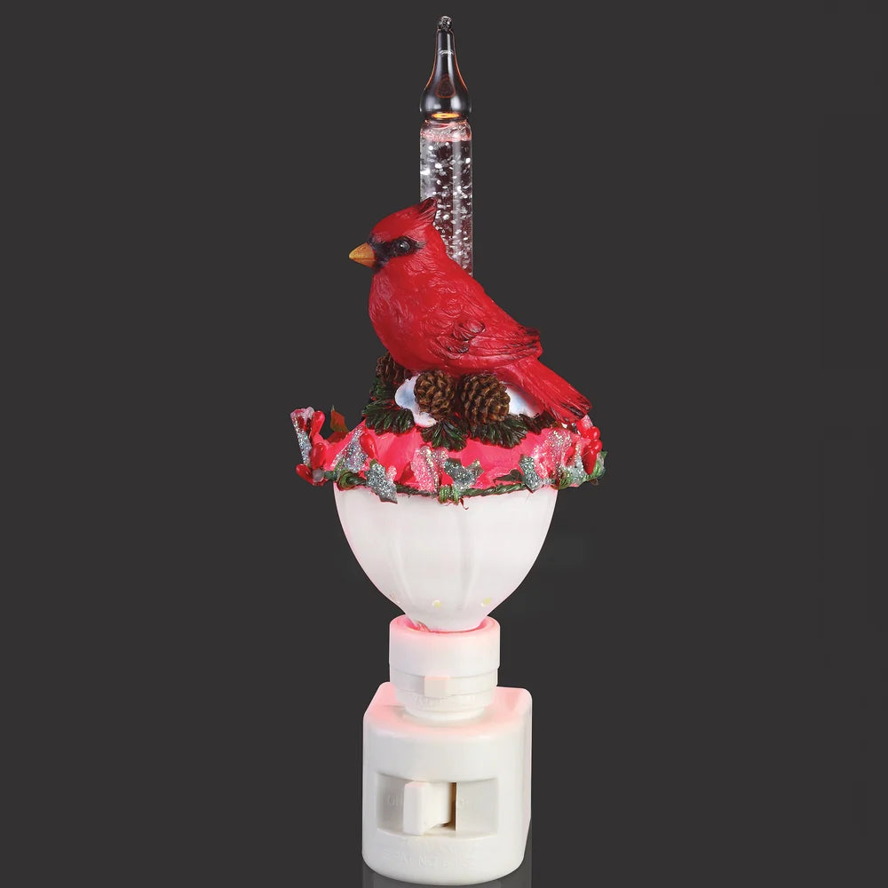 Roman Lights Cardinal with Holly Bubble Night-Light