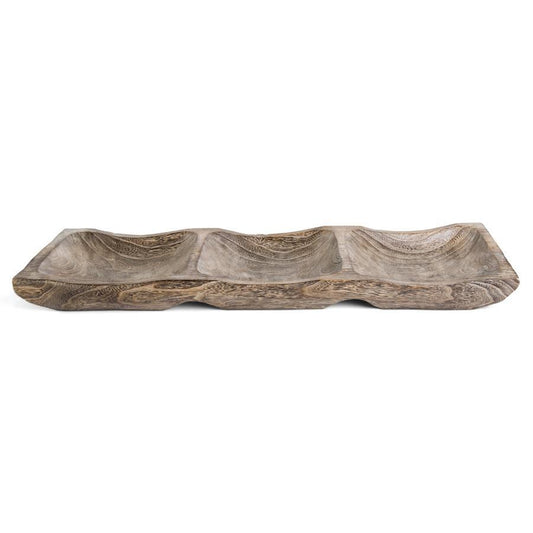 Carved Wood Divided Tray