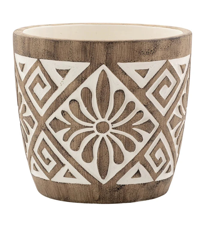 Brown/White Tapestry Planter