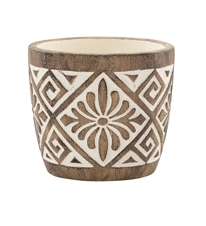 Brown/White Tapestry Planter