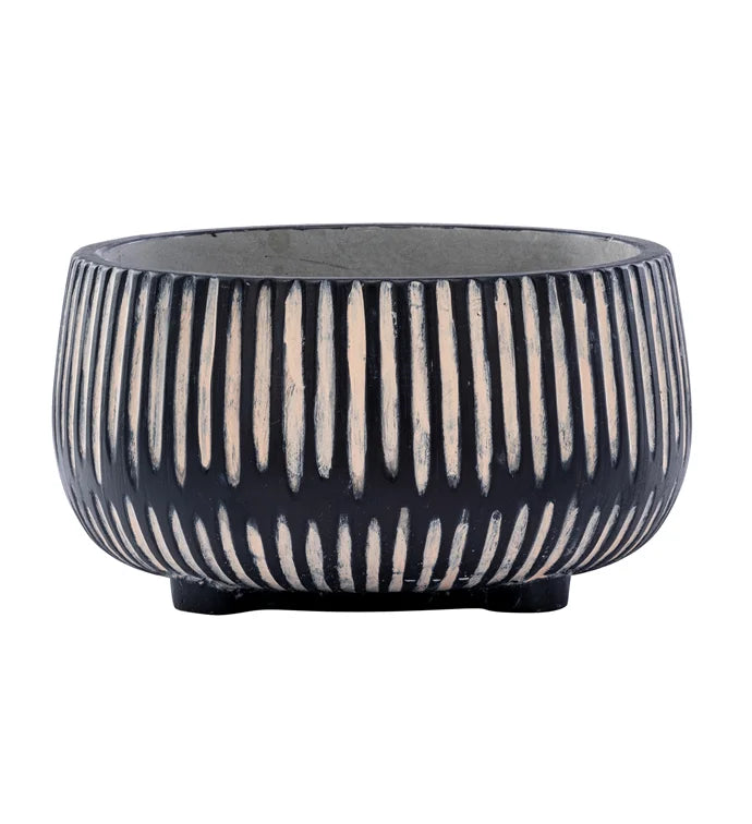 Black/Tan Ribbed Footed Bowl