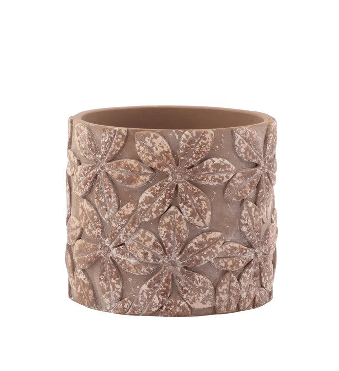 Brown/Rust Embossed Flower Planter