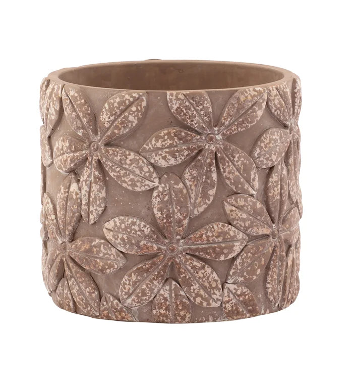 Brown/Rust Embossed Flower Planter