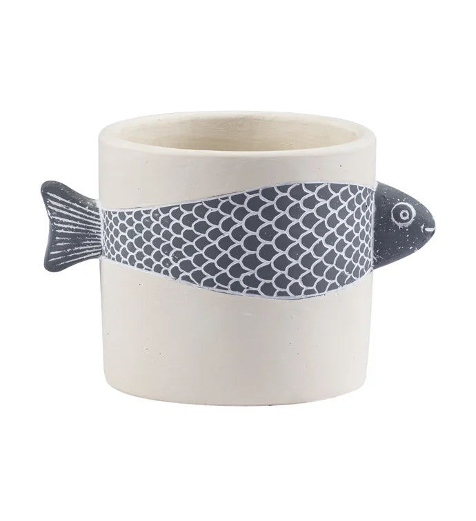 3-D Gray/White Fish Planter