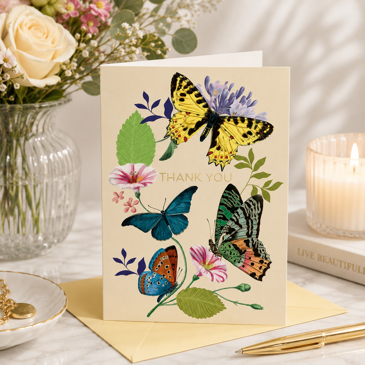 Greeting Card Thank You Butterflies