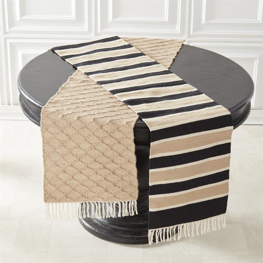 Black and Tan Striped Table Runner