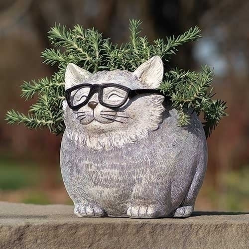 Cat W/ Glasses Planter