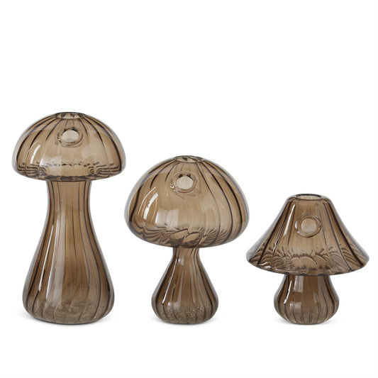 Brown Glass Mushroom Budvase