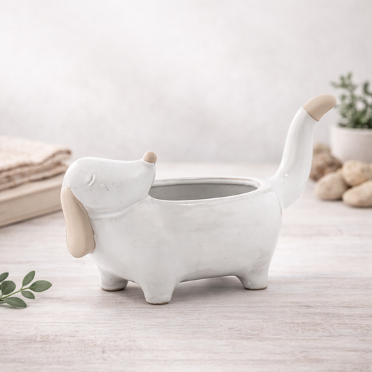 Looking Back Dog Planter
