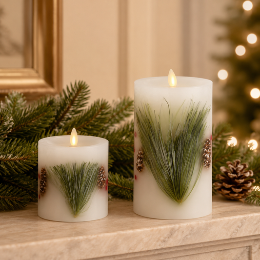 Berry & Pine Indoor Luminara Pillar Candle