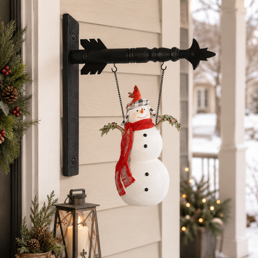 12.25 Inch Glittered Resin Snowman w/2 Cardinals Arrow Replacement