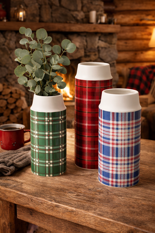 Vase - Thermos Inspired Plaid