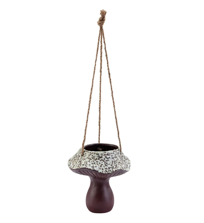 Brown Mushroom Hanging Planter