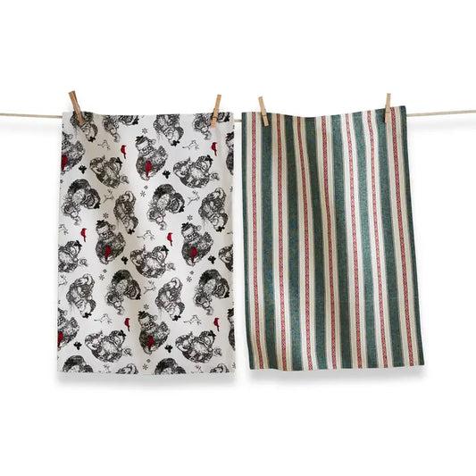 Christmas Farmhouse Santa Dishtowel Set of 2