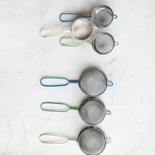 Stainless Steel Strainers w/ Enameled Handle