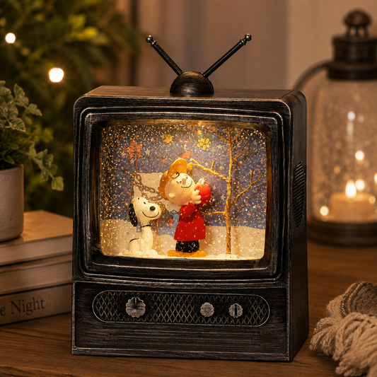 Musical Snoopy & Charlie Brown TV Snow Globe