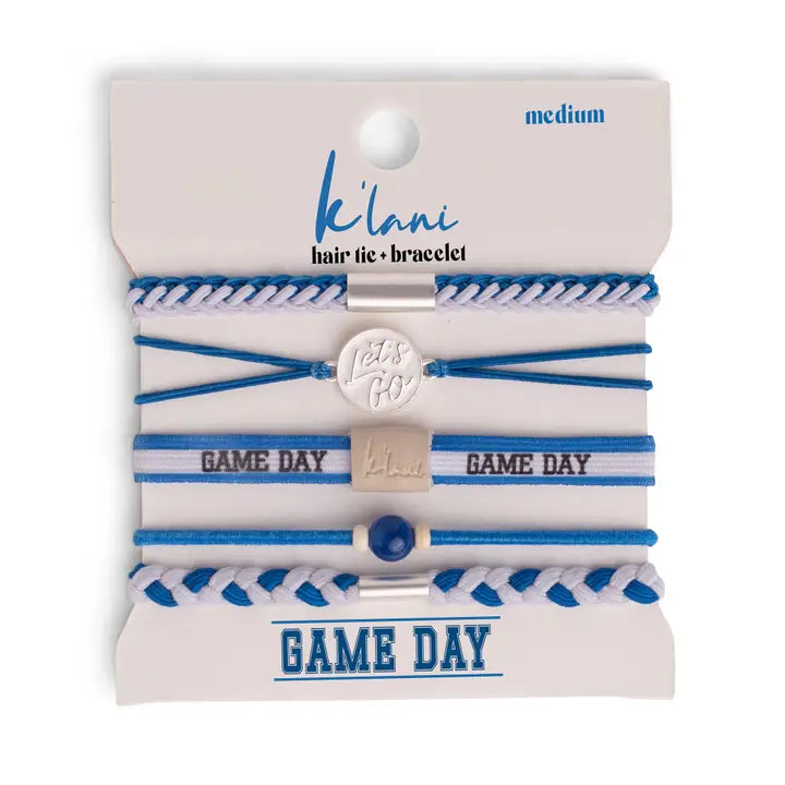 Game Day Blue/White Hair Tie Bracelets