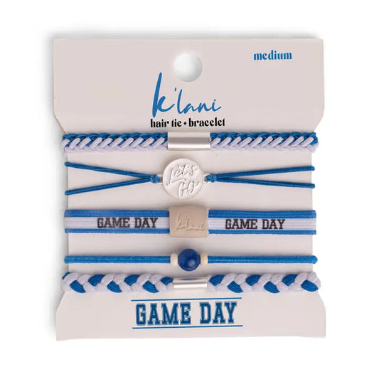 Game Day Blue/White Hair Tie Bracelets