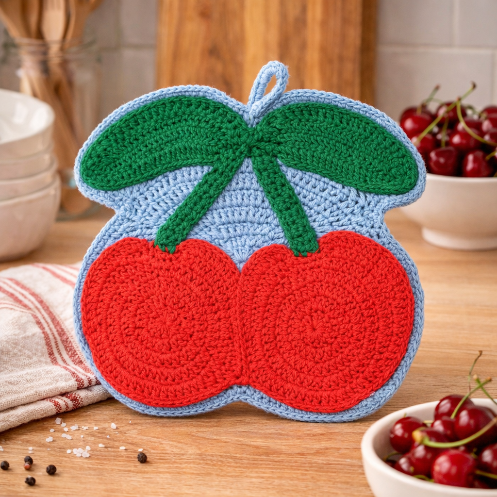 Very Cherry Crochet Trivet