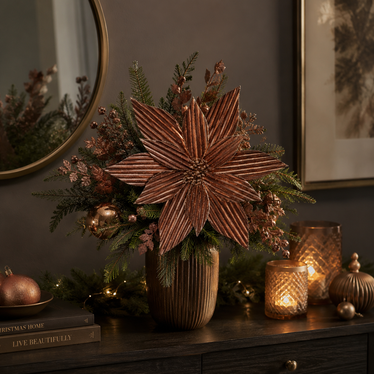 Brown Ribbed Poinsettia