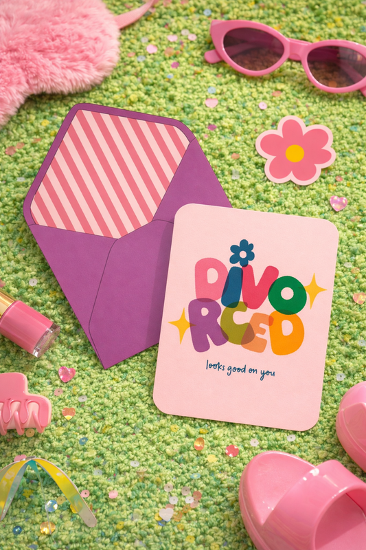 Divorce Bubble Letters Card