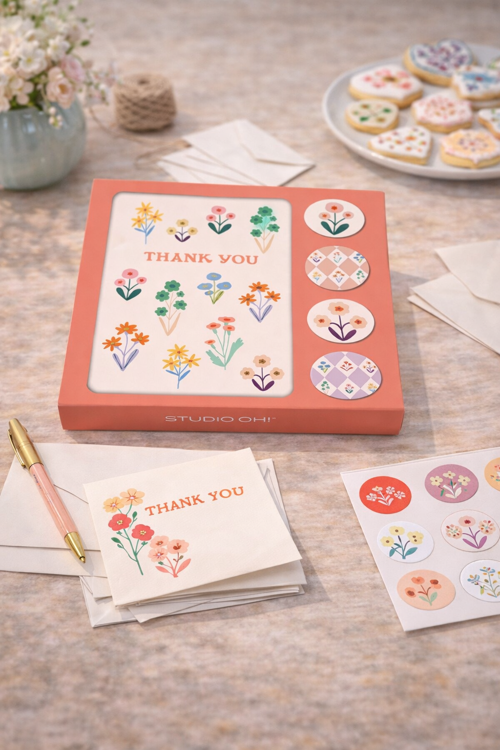 Meadow Lane, Thank You Assorted Note Card Set with Stickers