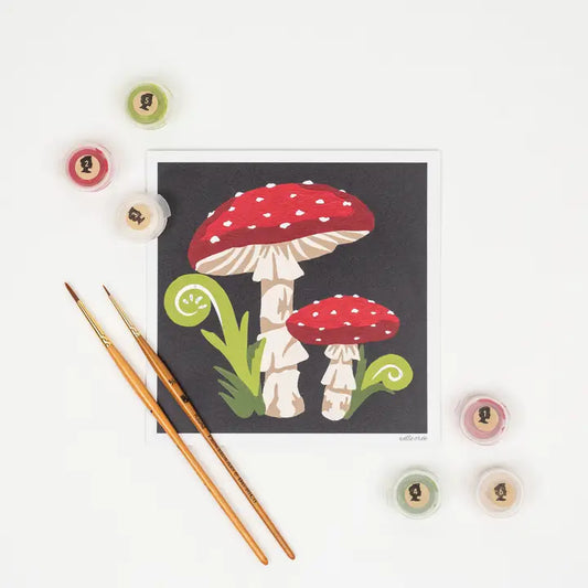 Fly Agaric Mushrooms Mini Paint by Number Kit