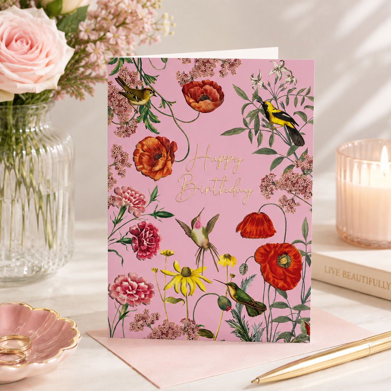 Greeting Card Happy Birthday Birds