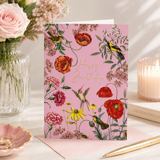 Greeting Card Happy Birthday Birds