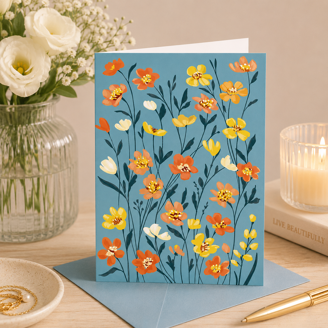 Greeting Card Blank Floral