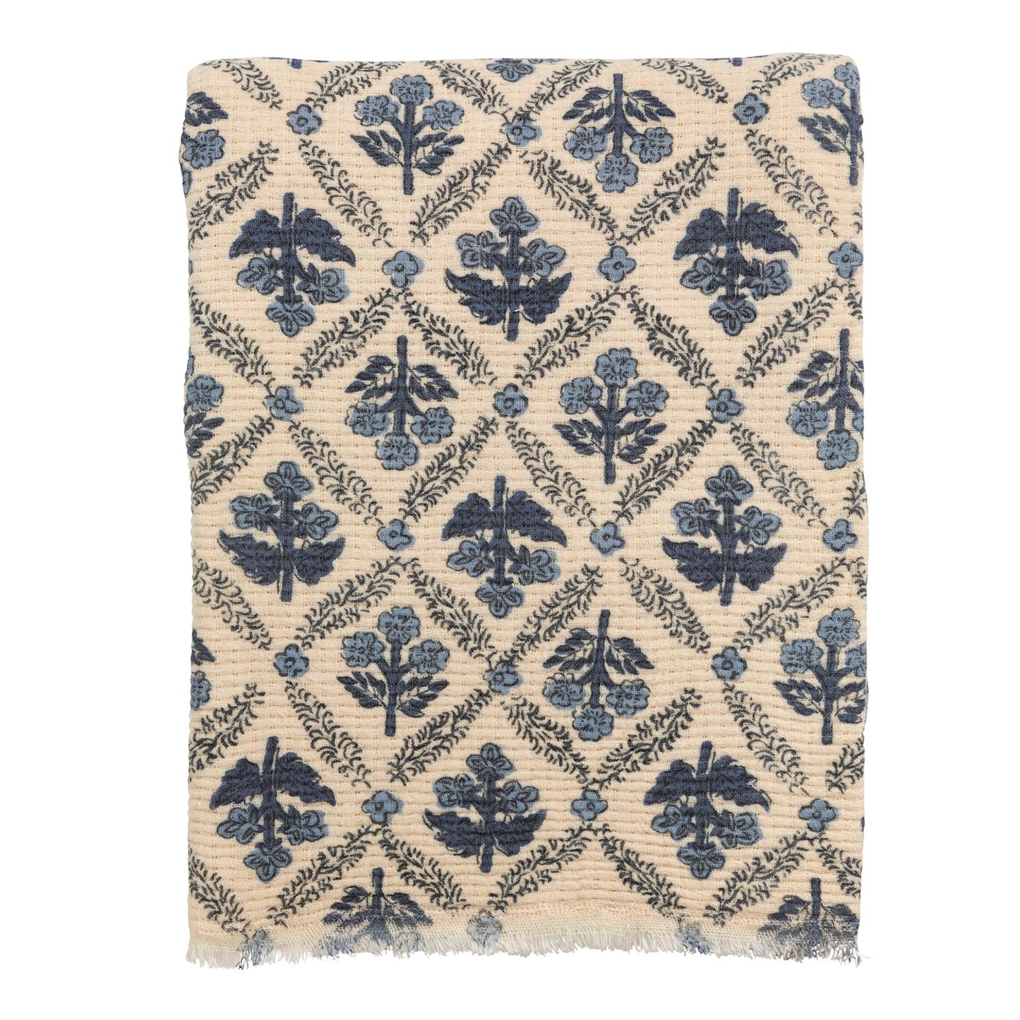 Flower Pattern Blue Throw Blanket