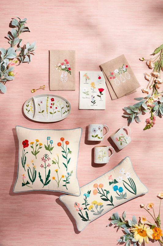 Botanic Stem Embroidery Pillow
