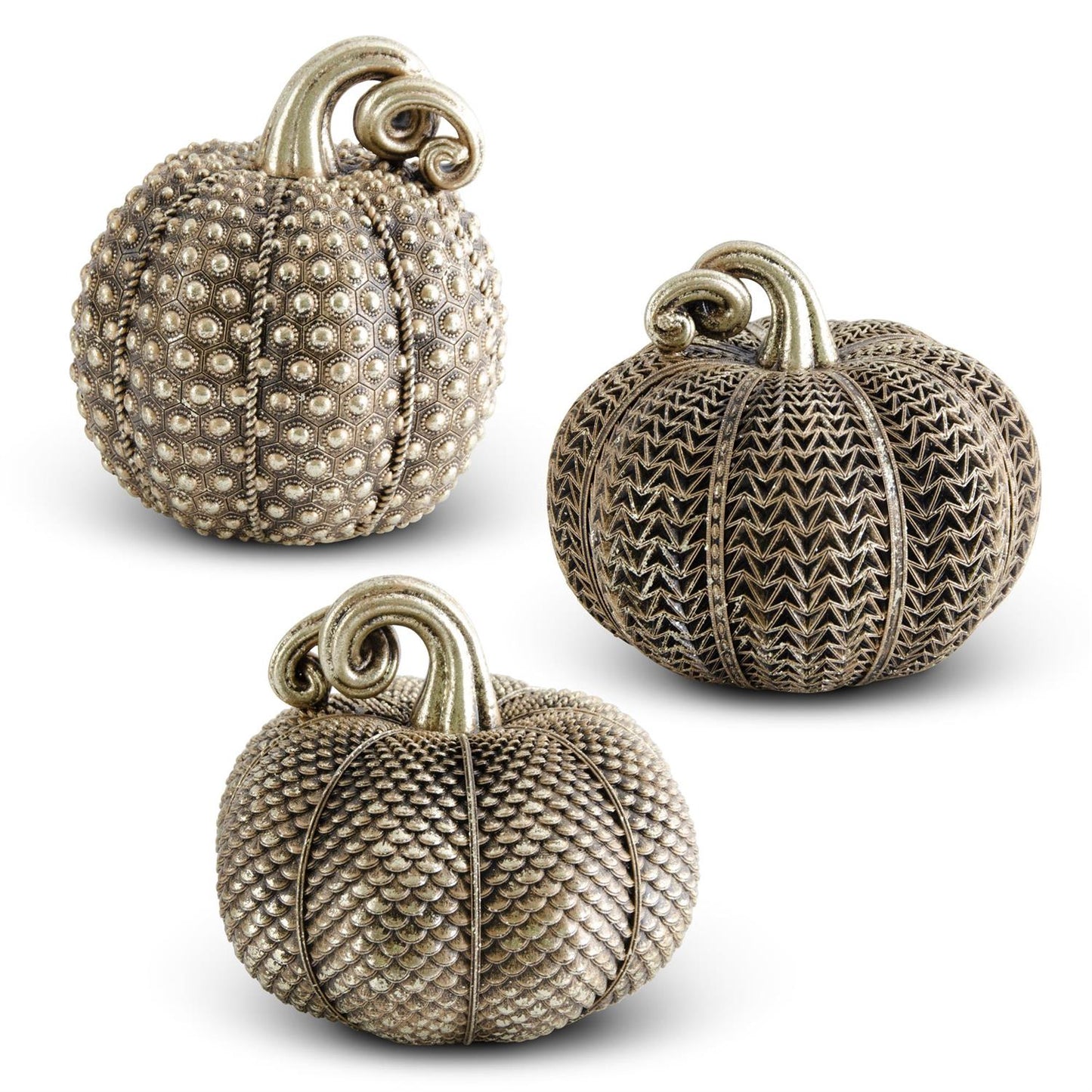 Resin Antique Gold Textured Pumpkins