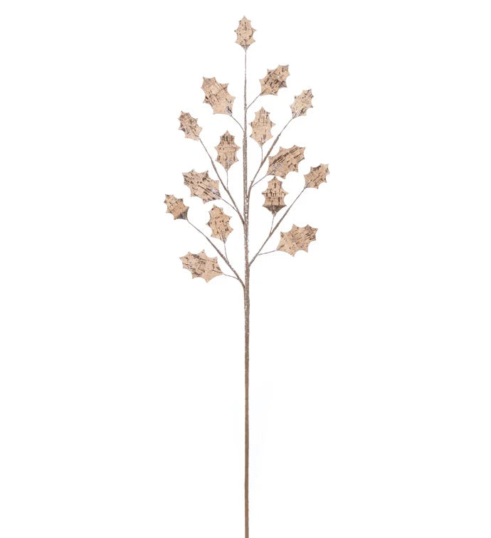 Brown Holly Leaves Spray