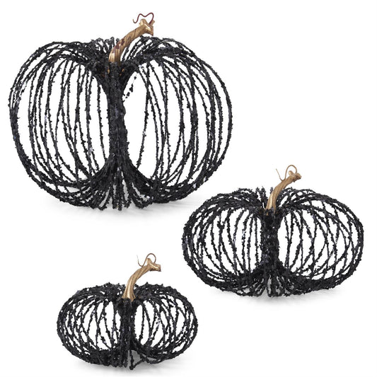 Black Glitter Wire Pumpkins