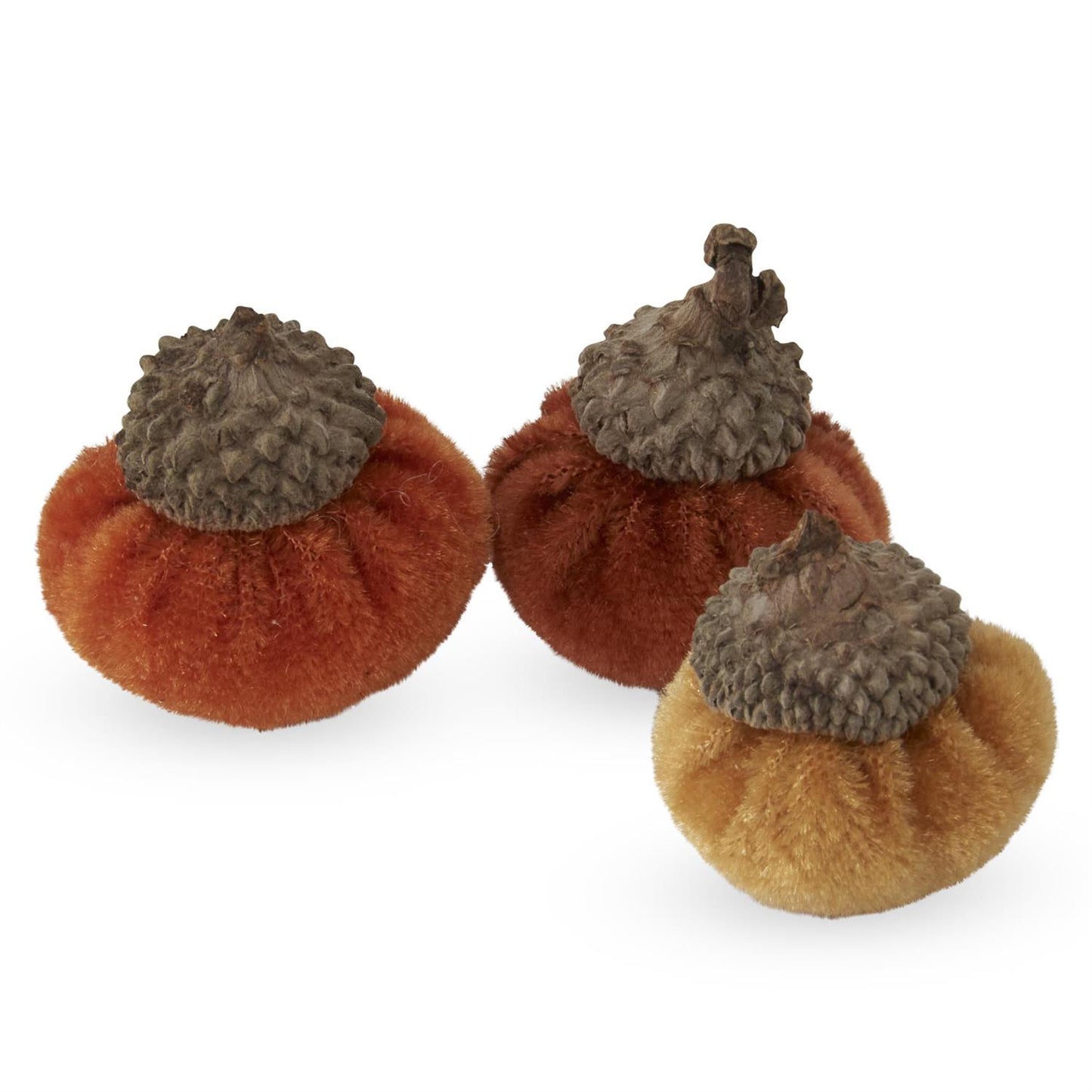 5.5 Inch Box of Mini Rust Tan & Orange Plush Acorns (24pc)