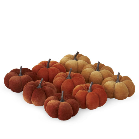 Tan Rust & Orange Velvet Filler Pumpkins