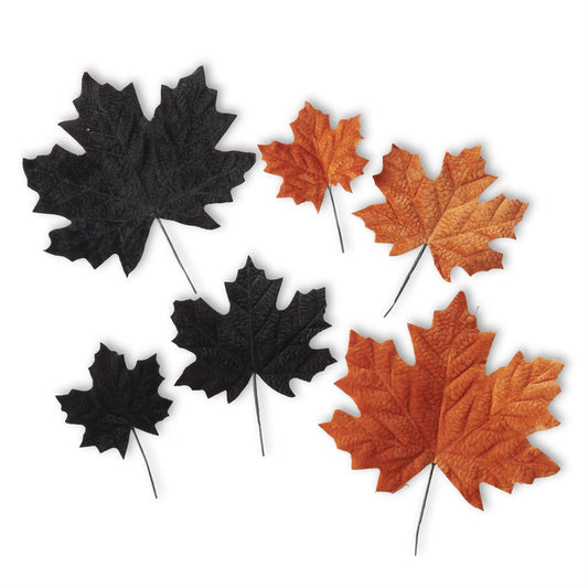Set of 6 Black & Orange Leaves