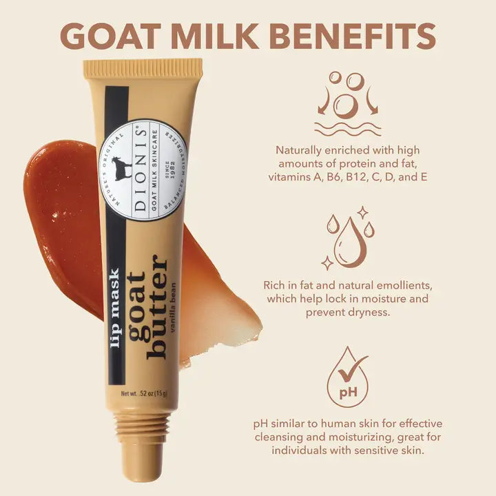 Dionis Vanilla Bean Goat Butter Lip Mask, .52 oz.