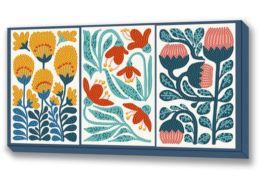 Modern Floral Triptych Diamond Art