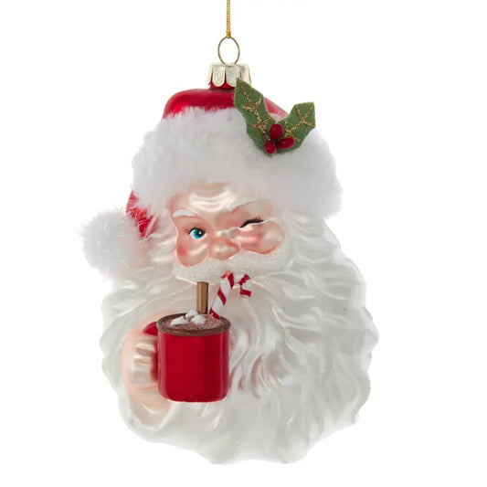 Glass Santa with Cocoa Mug