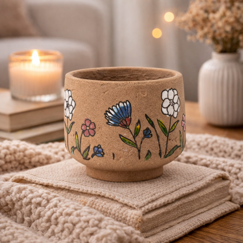 Large Textured Floral Planter