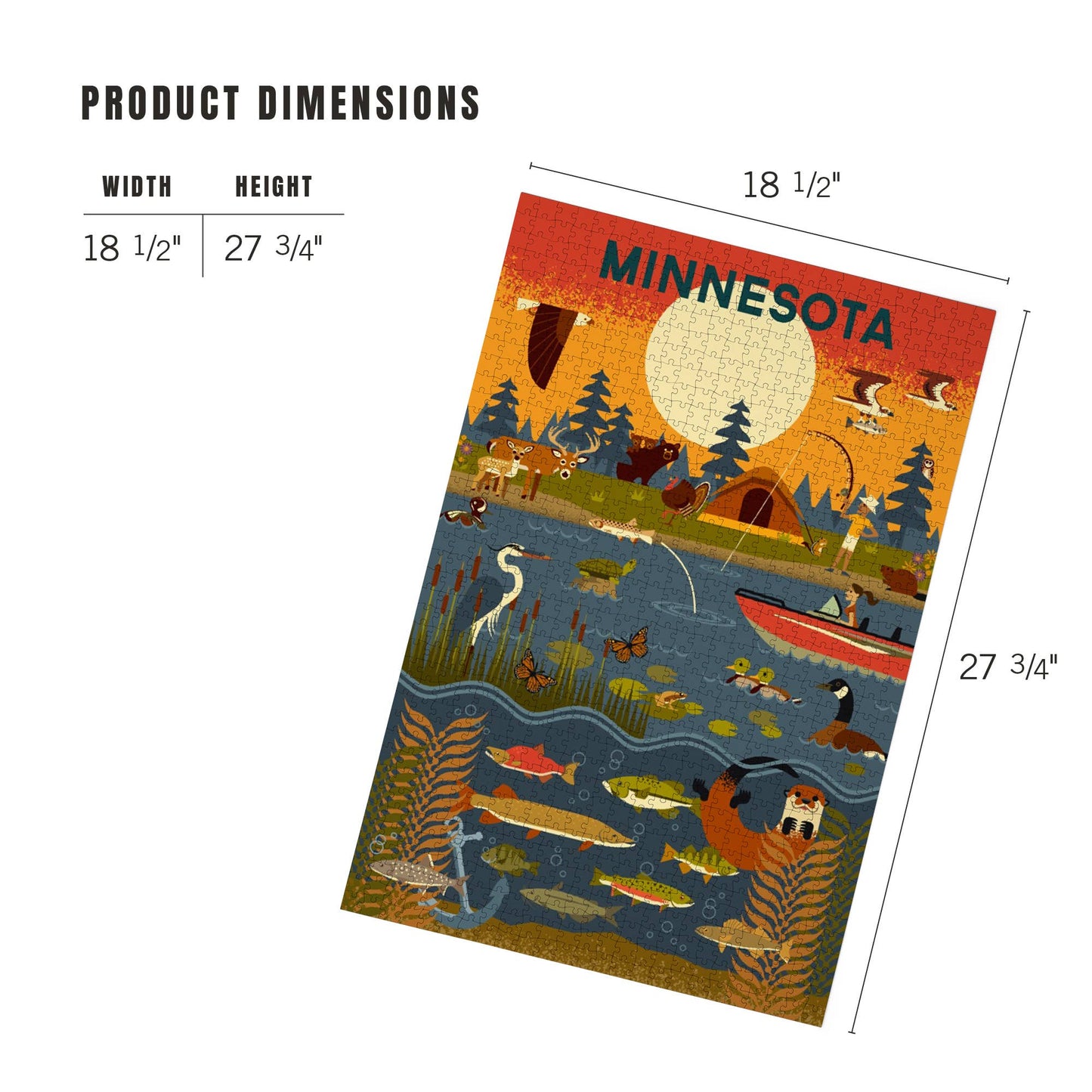 1000 PIECE PUZZLE Minnesota, Geometric, Lake & River