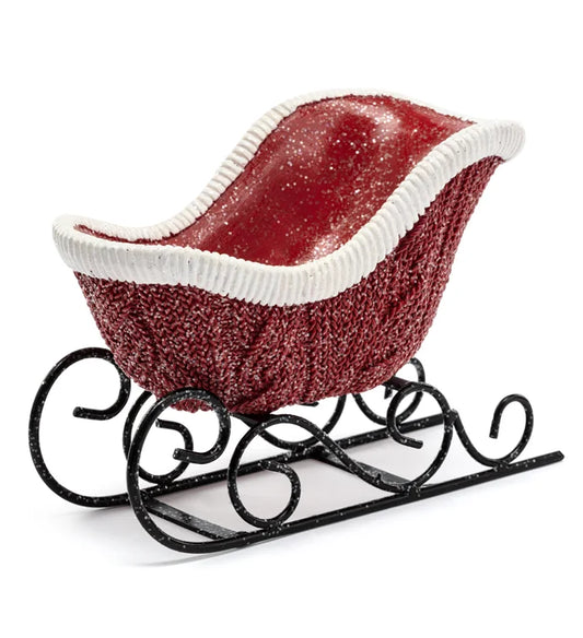 Red and White Cable Knit Sleigh