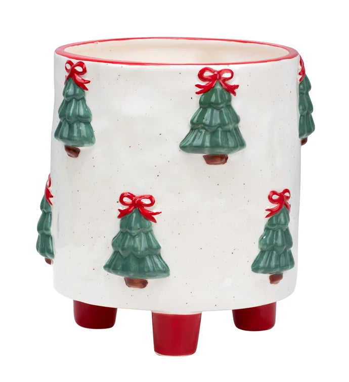 Embossed Bow Tree Footed Planter