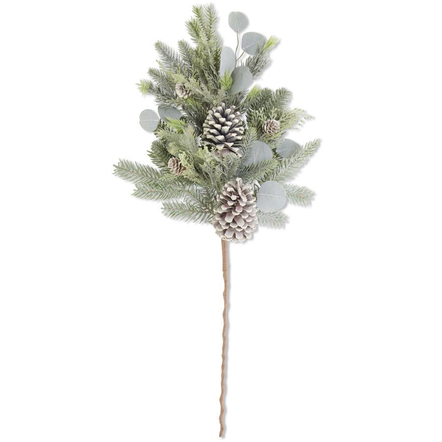 Frosted Fir Pine Spray with Eucalyptus and Pinecones