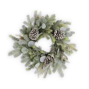 Frosted Fir Pine Wreath with Eucalyptus and Pinecone