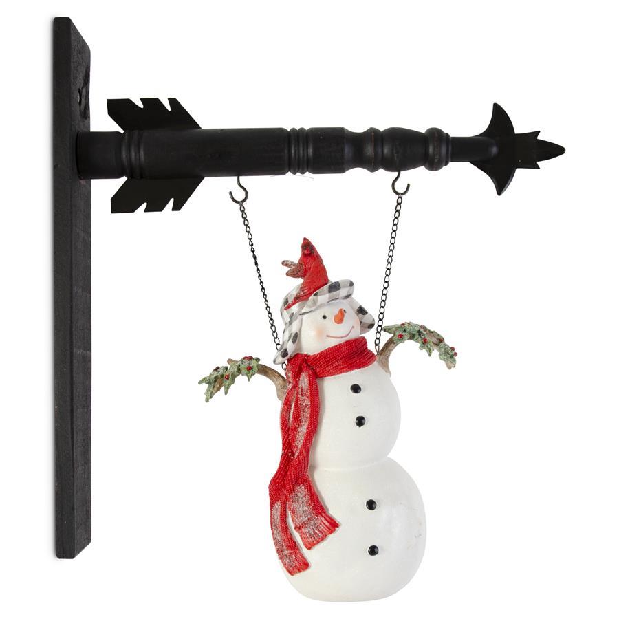 12.25 Inch Glittered Resin Snowman w/2 Cardinals Arrow Replacement
