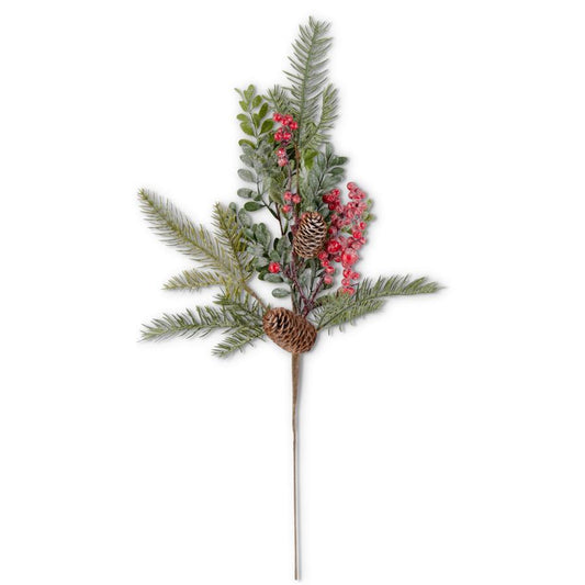 Glittered Boxwood Berry Pinecone and Fir Bush