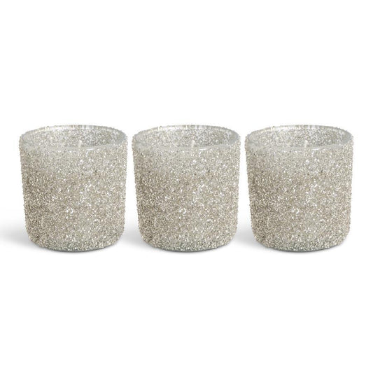 Silver Textured Glass Votive Candle